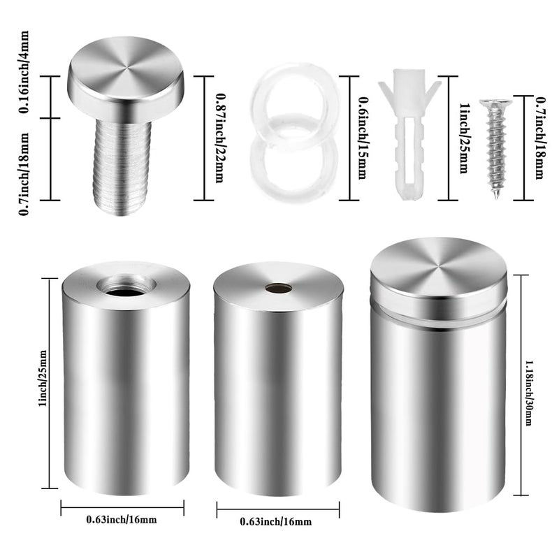 anpiwshjo Standoff Screws, Sign Standoffs, Standoff Screws for Acrylic, Advertising Standoff Mount Metal, Sign Mounting Hardware, Sign Standoff Screws, Spacers & Standoffs, Stand Off Wall Mounts(0.6x1.18inch) - Image 2